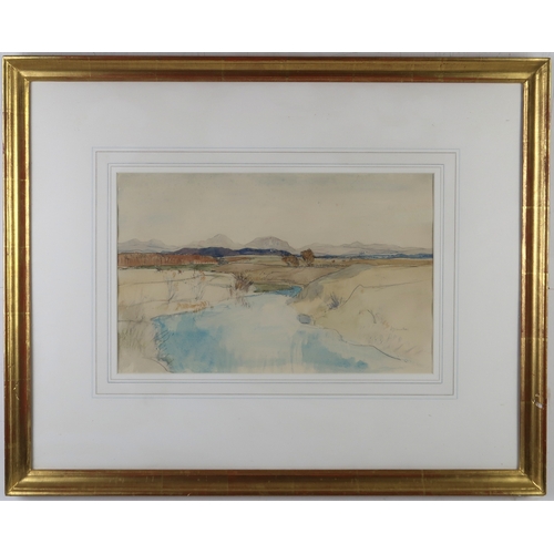 2974 - SIR DY CAMERON RA RSA RWS RSW RE (SCOTTISH 1865-1945)RIVER LANDSCAPE, POSSIBLY STIRLINGSHIREWatercol... 