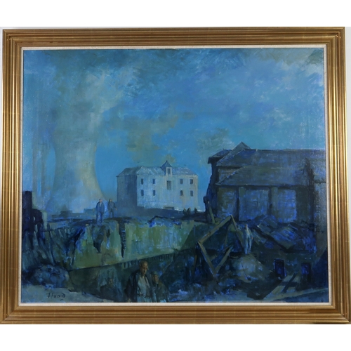 2990 - ERNEST HOOD (SCOTTISH 1932-1988)DEMOLITION AT PORT DUNDAS (GLASGOW)Oil on canvas, signed lower left,... 