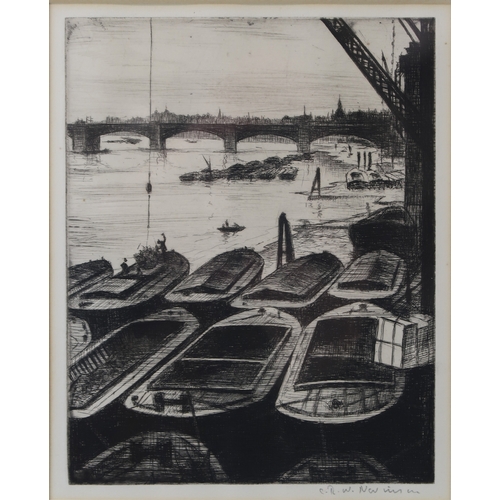 2991 - CHRISTOPHER RICHARD WYNNE NEVINSON ARA (BRITISH 1889-1946)THE POOL OF LONDON (BARGES) c1920Drypoint,... 