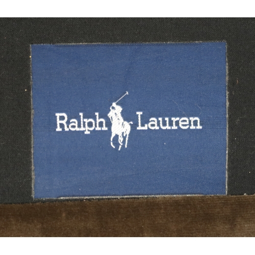 2082 - A CONTEMPORARY RALPH LAUREN OPEN ARCHAIR AND ACCOMPANYING OTTOMAN FOOTSTOOL both with mauve velvet u... 