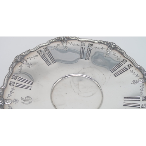 2465 - AN AMERICAN SILVER FOOTED DISHby Reed & Barton, of circular form, with an applied scrolling bord... 