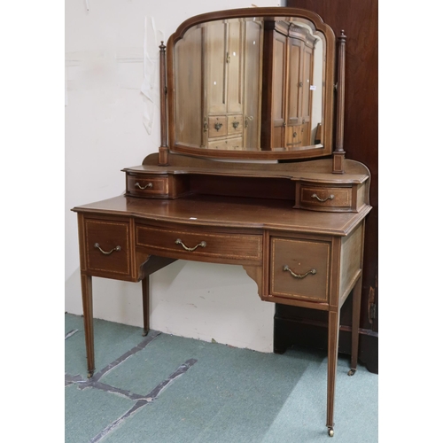 100 - A lot comprising Victorian mahogany compactum wardrobe with pair of central doors over two short ove... 