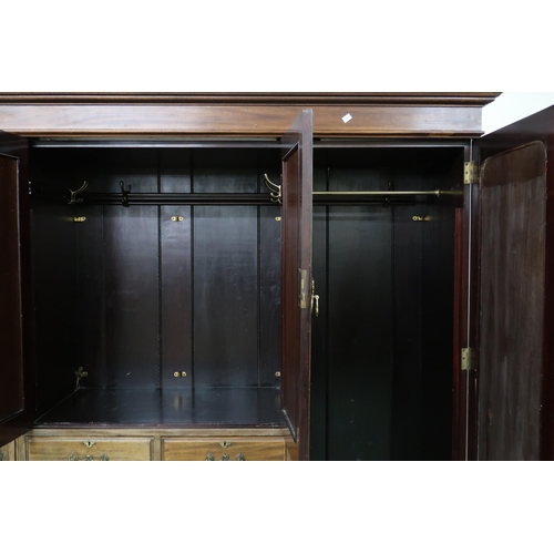 100 - A lot comprising Victorian mahogany compactum wardrobe with pair of central doors over two short ove... 