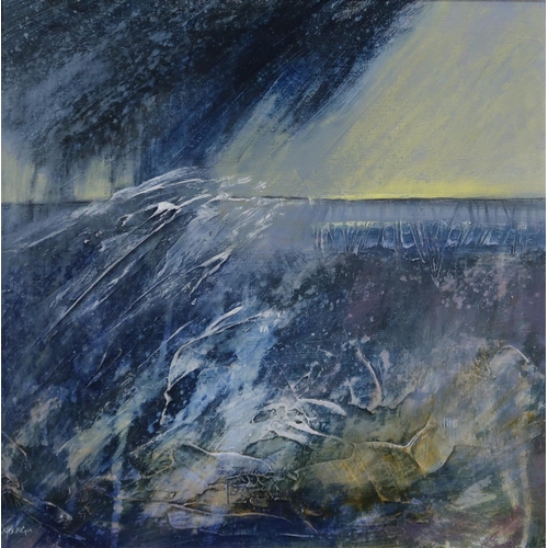 1001 - GEORGIE YOUNG (SCOTTISH b.1949) STORMY SEA Acrylic on board, signed lower left, 36 x 36cm... 