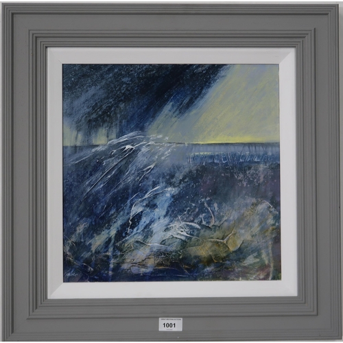 1001 - GEORGIE YOUNG (SCOTTISH b.1949) STORMY SEA Acrylic on board, signed lower left, 36 x 36cm... 