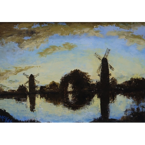 1016 - SCOTTISH CONTEMPORARY  THE BANKS OF THE AMSTEL Acrylic on canvas, signed 'S. Mckee' l... 