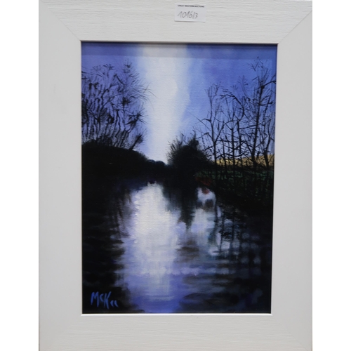 1016 - SCOTTISH CONTEMPORARY  THE BANKS OF THE AMSTEL Acrylic on canvas, signed 'S. Mckee' l... 