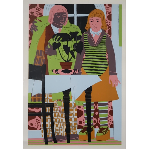 1018 - NORMAN GILBERT (TRINIDAD 1926-2019) FIGURES AT A TABLE WITH PLANTS Lithograph, signed lowe... 