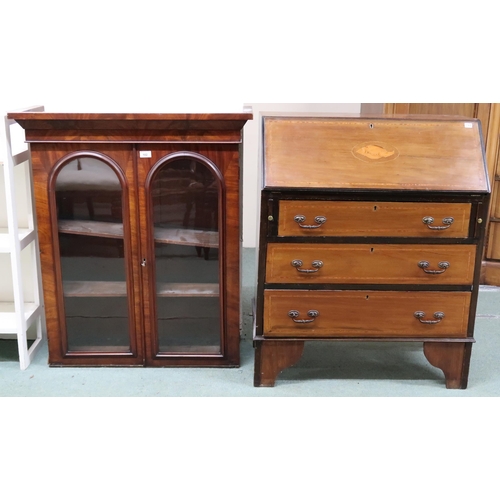 102 - A lot comprising 20th century mahogany writing bureau, 94cm high x 76cm wide x 39cm deep and a Victo... 