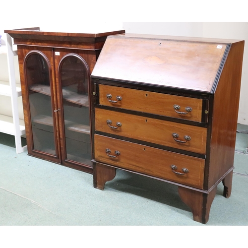 102 - A lot comprising 20th century mahogany writing bureau, 94cm high x 76cm wide x 39cm deep and a Victo... 