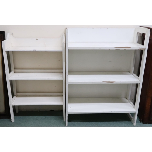 103 - A lot comprising white painted folding open bookcase, 95cm high x 70cm wide x 29cm deep and a smalle... 