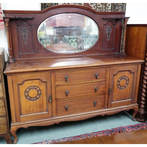 23 - An early 20th century mahogany mirror back sideboard, 169cm high x 181cm wide x 55cm deep