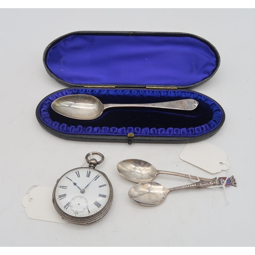 366 - A Victorian silver cased pocket watch, by John Fleckner, London 1879, the case with engrave geometri... 