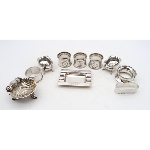 370 - A collection of silver napkin rings, including a set of three by Docker & Burn Ltd, Birmingham, ... 