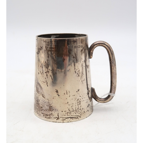 377 - A late Victorian silver mug, by Levi & Salaman, Birmingham 1900, of tapering cylindrical form, e... 