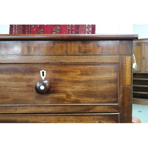 64 - A Victorian mahogany two over three chest of drawers on splayed feet, 122cm high x 125cm wide x 54cm... 