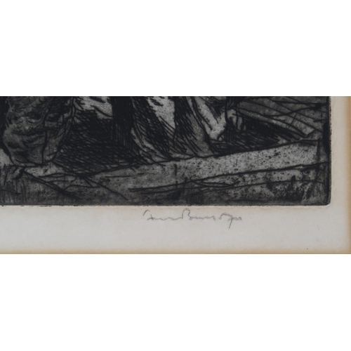 909 - SIR FRANK BRANGWYN Steel workers, signed, etching, 34 x 46cm