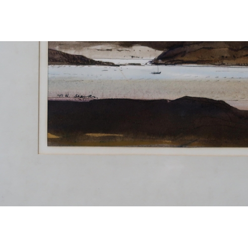 919 - TOM H SHANKS R.S.W Loch Ewe Wester Ross, signed, pen ink and watercolour, 26 x 54cm... 