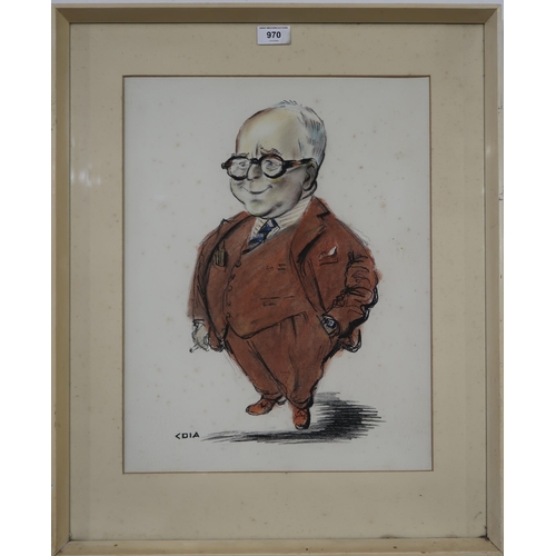 970 - EMILIO COIA (SCOTTISH 1911-1997) TOMMY BEVERIDGE Charcoal on paper, signed lower left, 46 ... 