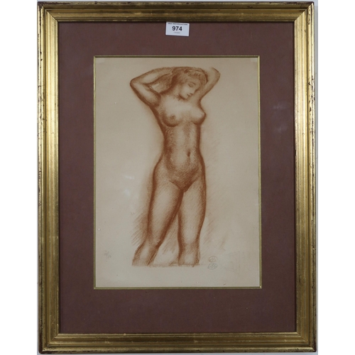 974 - ARISTIDE MAILLOL (FRENCH 1861-1944) FEMME DEBOUT, LES BRAS LEVÉS FROM L'ART D'AIMER... 