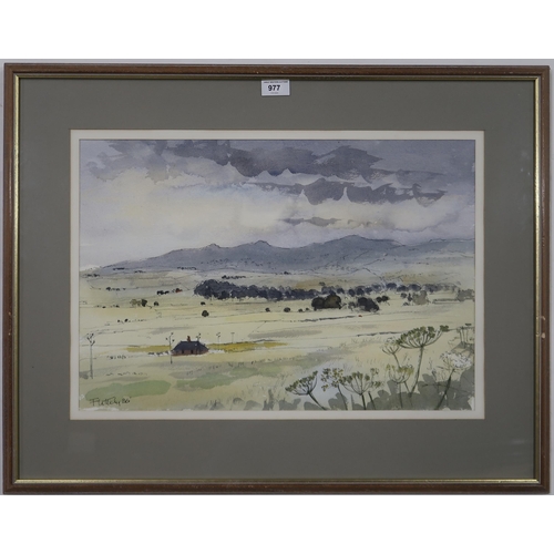 977 - ALASTAIR FLATTELY (SCOTTISH 1922-2009) BENNACHIE FROM THE NORTH Watercolour and ink on pap... 