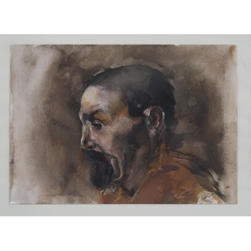 979 - CONTEMPORARY SCHOOL PROFILE PORTRAIT Watercolour, 14 x 22cm  Together with anoth... 