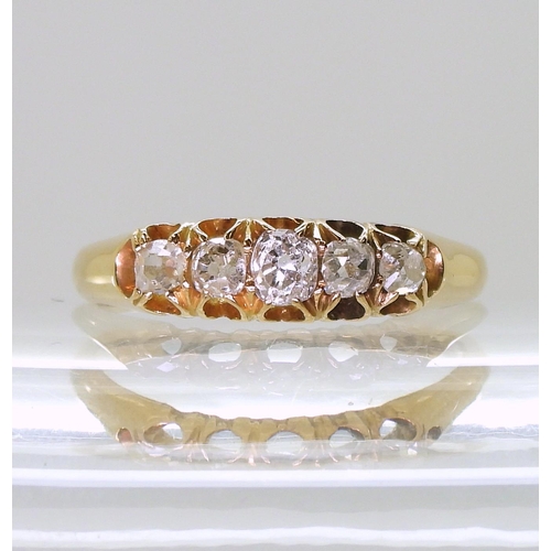 722 - An 18ct gold Victorian five stone diamond ring, hallmarked Birmingham 1875, set with estimated appro... 