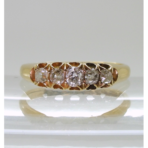 722 - An 18ct gold Victorian five stone diamond ring, hallmarked Birmingham 1875, set with estimated appro... 