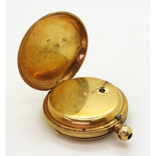 767 - An 18ct gold open face pocket watch hallmarked London 1866, diameter 5cm, weight 106.3gms (af)