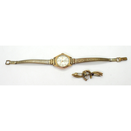 780 - An 18ct gold ladies Herodia watch head with a gold plated strap, weight 15gms, together with a yello... 