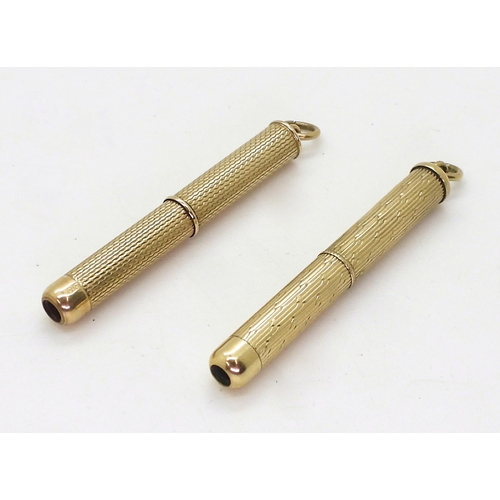 790 - A 9ct gold cigar piercer made by Collins & Cook, hallmarked Birmingham 1987, together with a 9ct... 