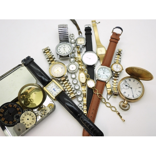 843 - A collection of fashion watches to include Accurist, Limit, Seiko and a gold plated Elgin pocket wat... 