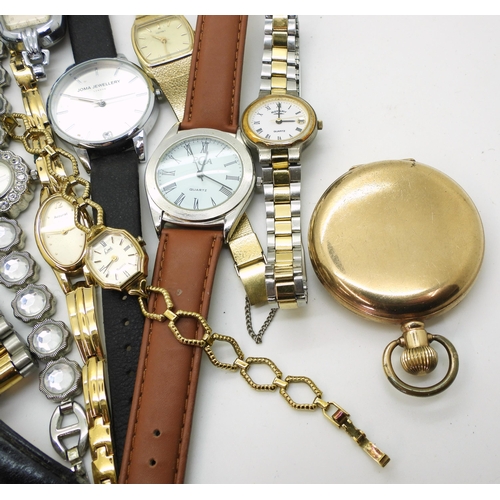 843 - A collection of fashion watches to include Accurist, Limit, Seiko and a gold plated Elgin pocket wat... 