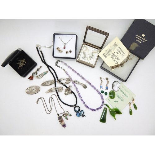 899A - A collection of silver and white metal jewellery to include items by Ola Gorie, Ortak, New Zealand G... 