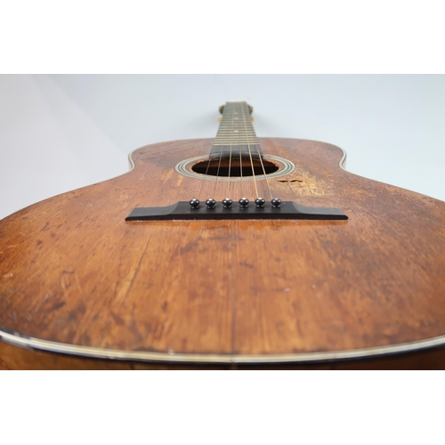 572 - WWII MILITARY INTEREST an acoustic guitar the body bearing an inscribed record of World War II battl... 