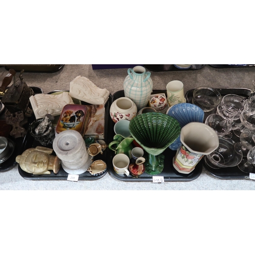 208 - Assorted ceramics and glass including Stuart bowl and matching glasses, Wedgwood vase etc