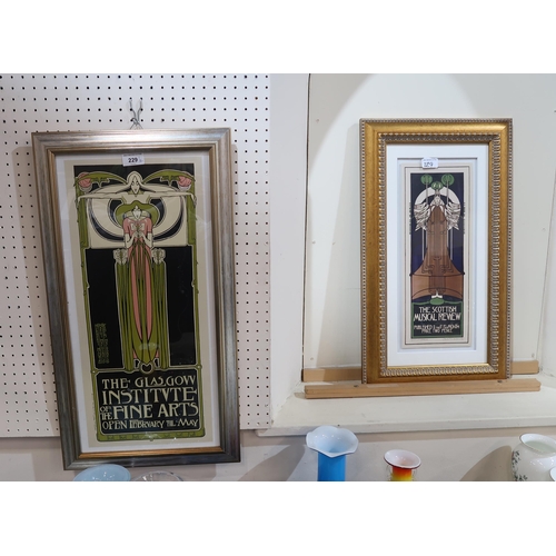 229 - Two framed reproduction posters for The Glasgow Institute of Fine Art and The Scottish Musical revie... 