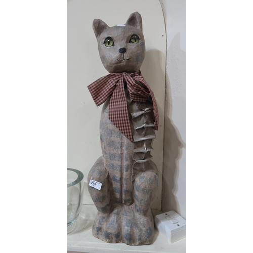 241 - A collection of cat figures including two Moorside pottery examples, other figures etc