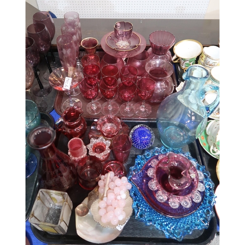 242 - A collection of coloured drinking glasses including ruby, amethyst and green