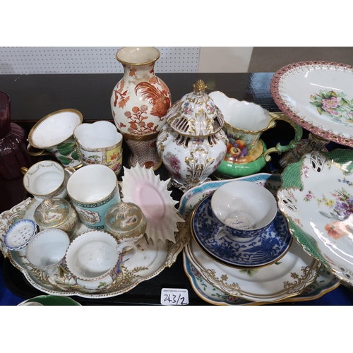 243 - A collecton of cabinet cups and saucers, incluidng Paragon, Nautilus, Derby, Adderley etc, antique p... 