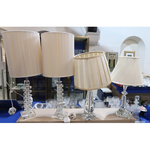 272 - A pair of Galway Living glass table lamps and two other glass lamps