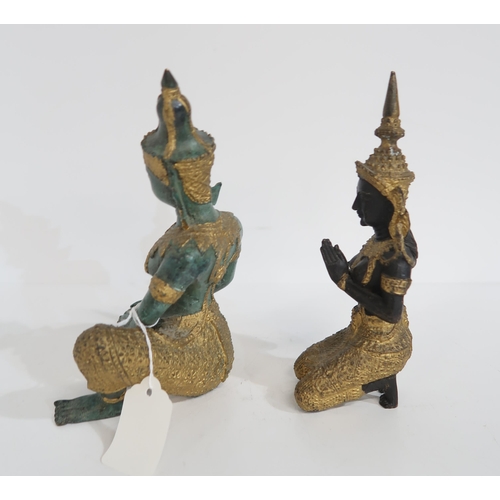 277 - Two Thai bronze and gilt statues of deities, 20cm & 19cm (2)