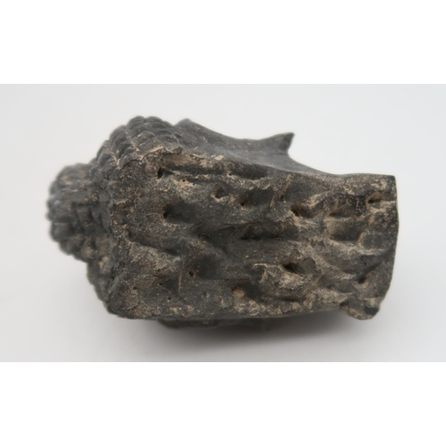 281 - A Gandhara grey schist sculpture of Hariti, seated holding a cornucopia, 15 x 10cm, a grey schist he... 