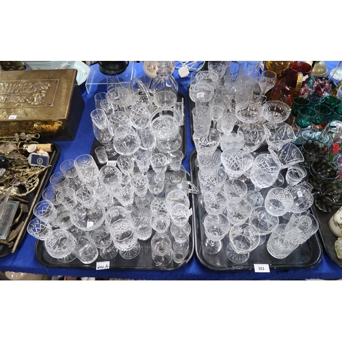 302 - A large collection of cut glass and crystal including Tudor