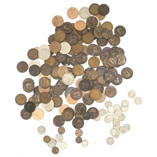 492 - Assorted British pre-decimal coinage, largely C20th but including George III and Victoria silver shi... 