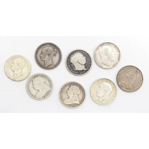 492 - Assorted British pre-decimal coinage, largely C20th but including George III and Victoria silver shi... 