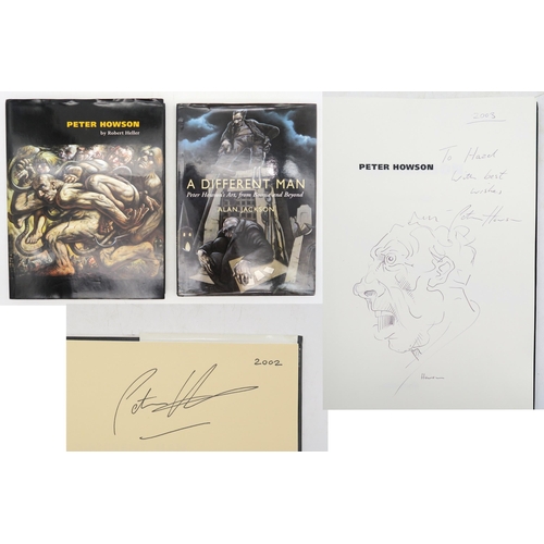 510 - Two books on the work of Peter Howson, each signed by the artist, one featuring a portrait sketch in... 