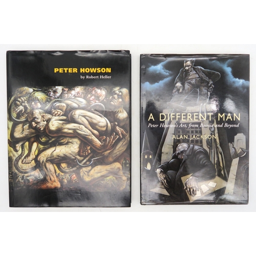 510 - Two books on the work of Peter Howson, each signed by the artist, one featuring a portrait sketch in... 