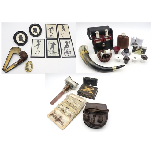 532 - A mixed lot, comprising Underwood & Underwood stereoscopic viewer with a small selection of mixe... 