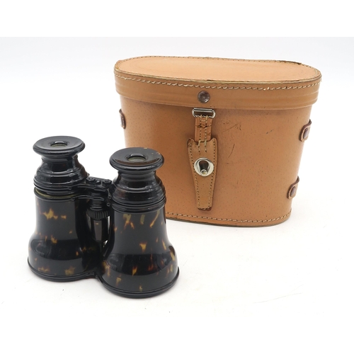 533 - A pair of tortoiseshell opera glasses/binoculars by C.W. Dixey of New Bond Street, Optician to the Q... 